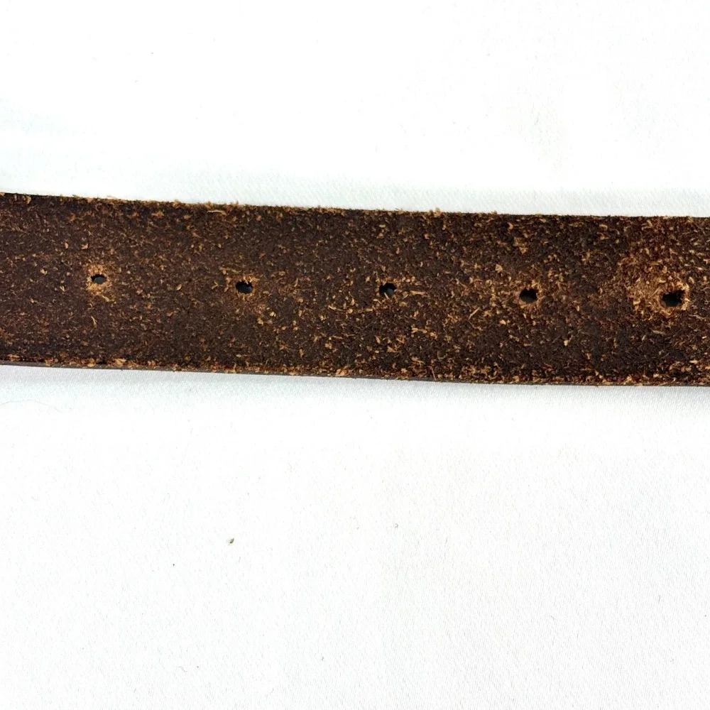 Harold Powell Belt Dark Brown Textured Genuine Leather Made in Italy Size 42